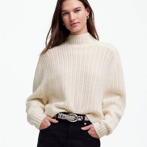 Madewell Pointelle-Stitch Mockneck Sweater heather ivory